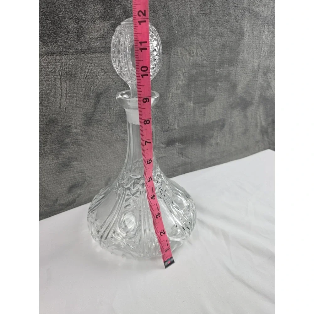 Vintage 9 Inch Etched Glass Decanter